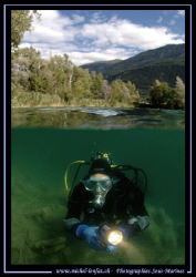 Small artificial lake not far from home... My wife at the... by Michel Lonfat 